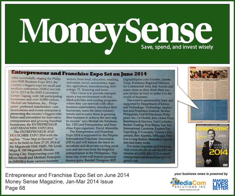 Entrepreneur and Franchise Expo MoneySense Magazine